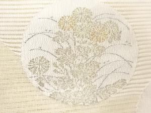 アンティーク　絽綴れ丸紋に秋草模様織出し名古屋帯